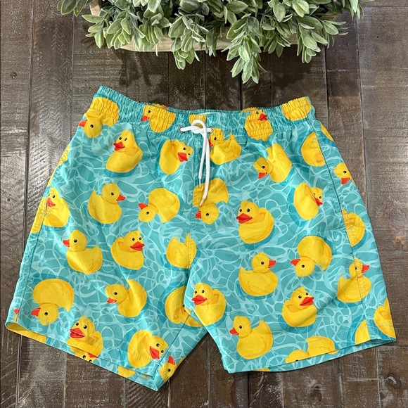 Coastal Swell Other - Coastal Swell Men's Blue Rubber Ducky Swim Trunks - Size Medium